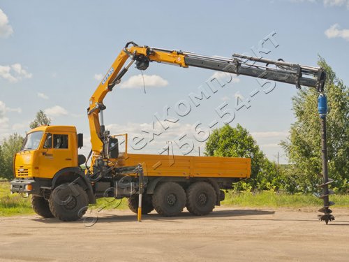 Бортовой КАМАЗ 43118 с КМУ + навесное оборудование (бур, люлька, гусек)